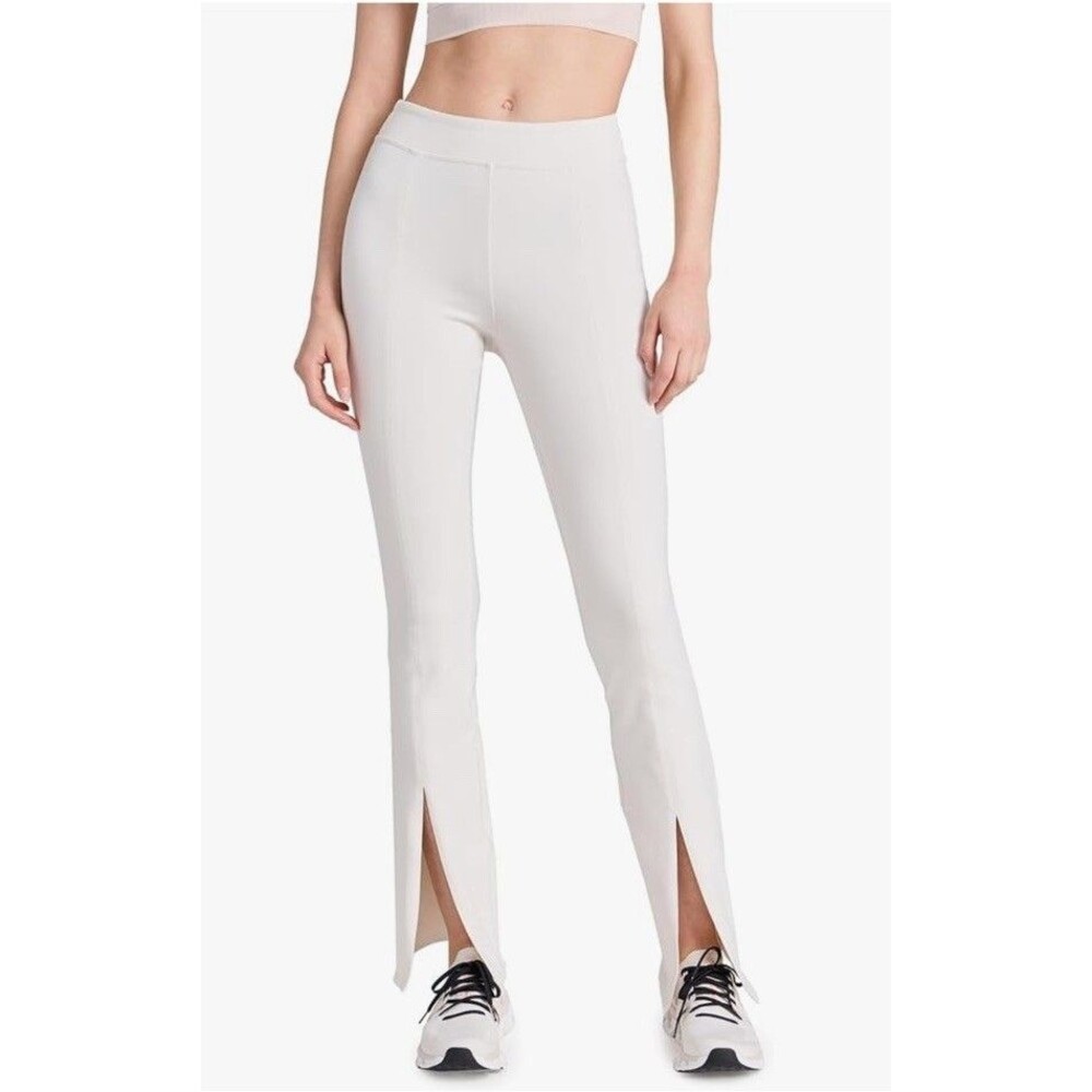 Alo Yoga High Waist Airbrush Flutter Flare Leggings Pants Split Hem Slit Ivory M